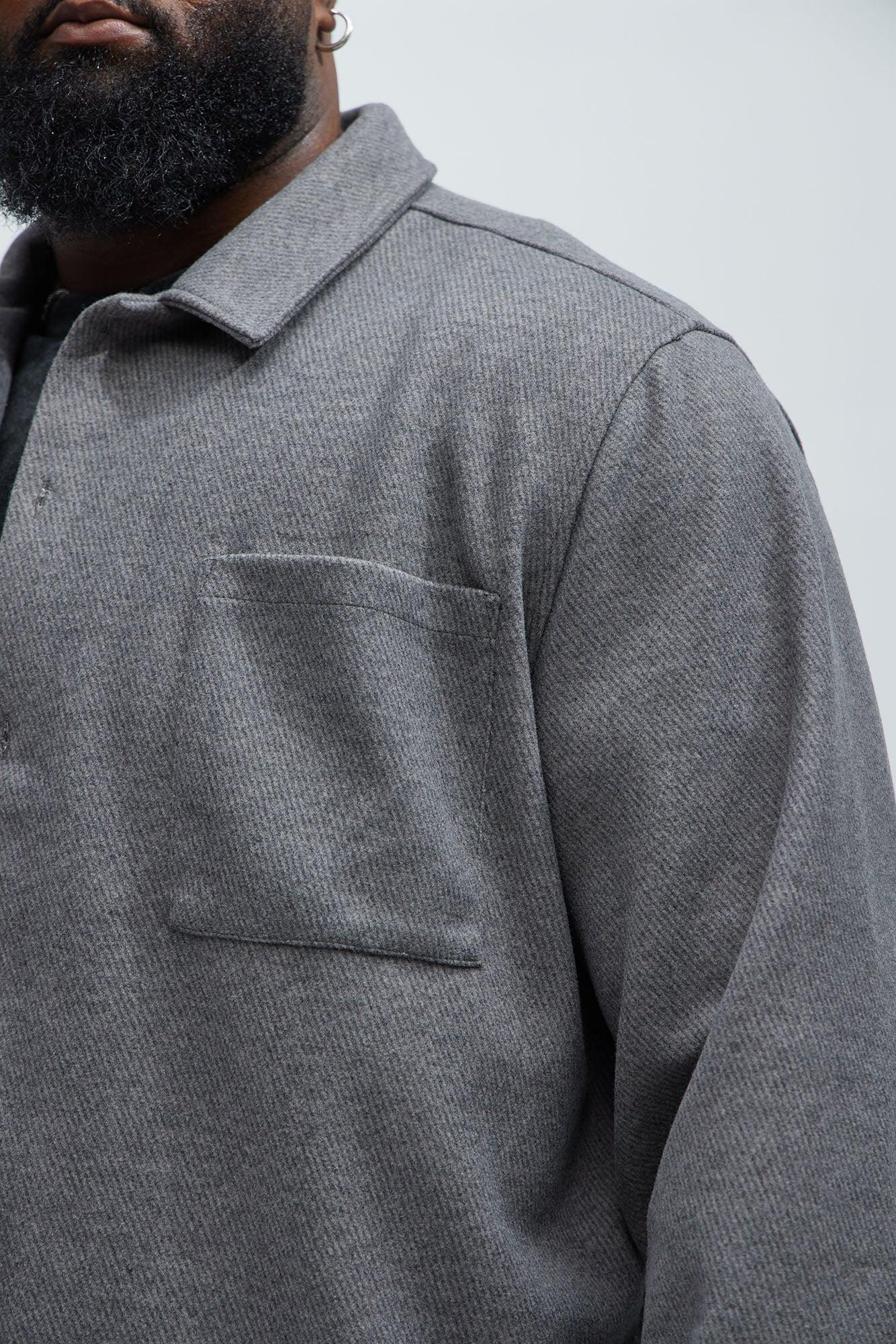 Talbot Wool Like Button Up Shirt - Grey Product Image