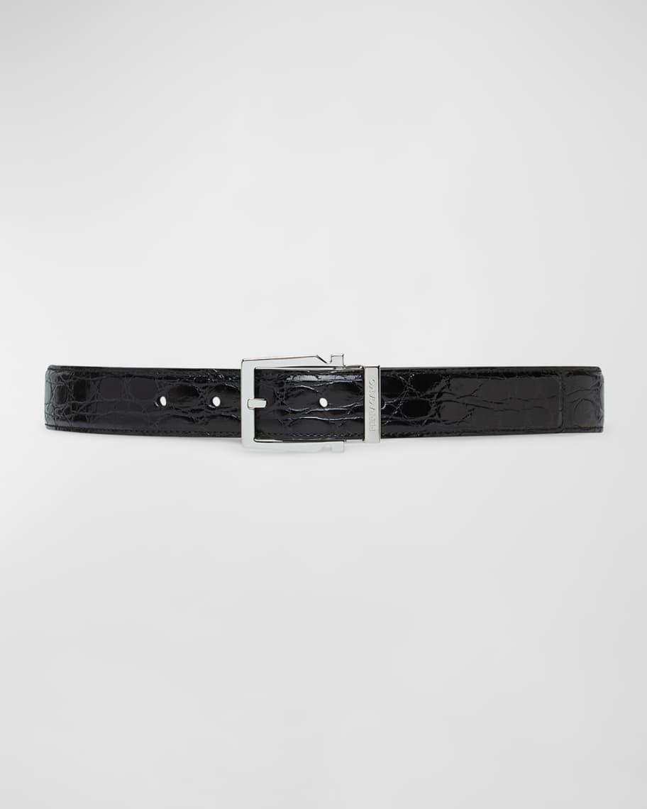 Men's Adjustable Crocodile Gancini Belt Product Image