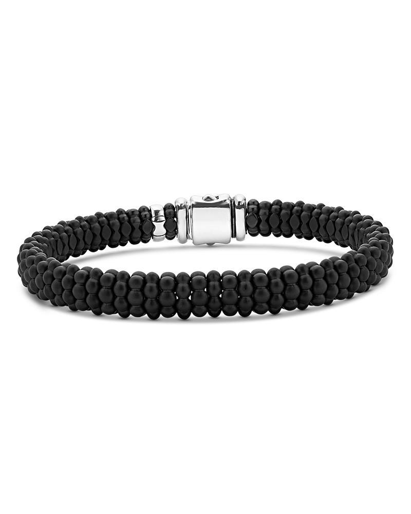 Lagos Mens 18K Yellow Gold & Sterling Silver Black Caviar Beaded Bracelet - Exclusive Product Image