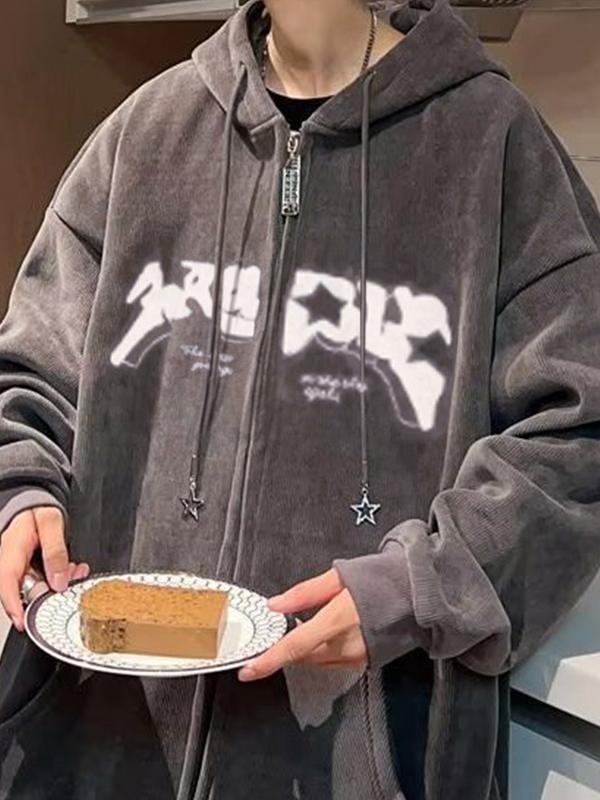 Men's Flocking Star Print Oversized Hoodie Product Image