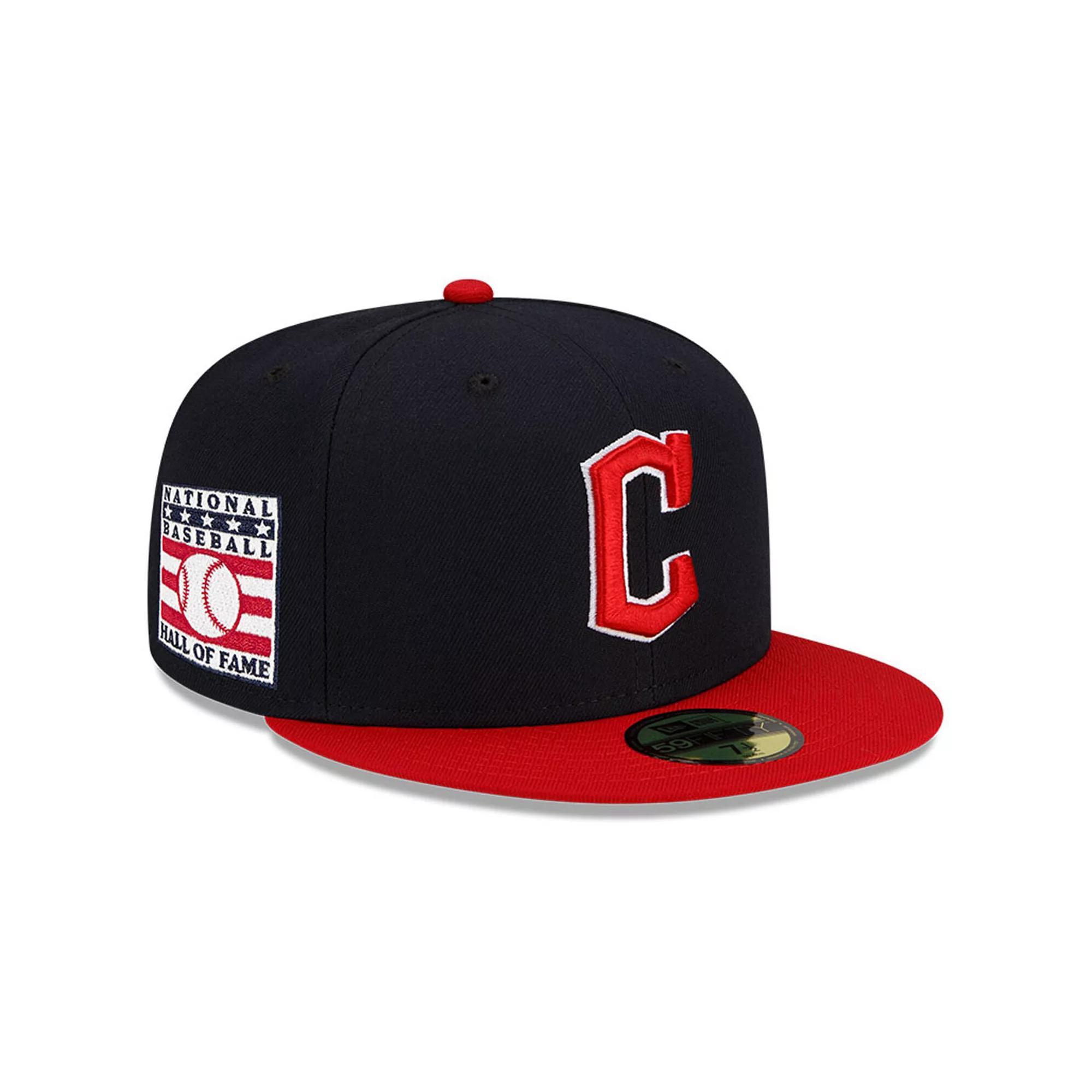 Men's New Era Navy/Red Cleveland Guardians National Baseball Hall of Fame 59FIFTY Fitted Hat, Size: 7 1/2, Grd Blue Product Image