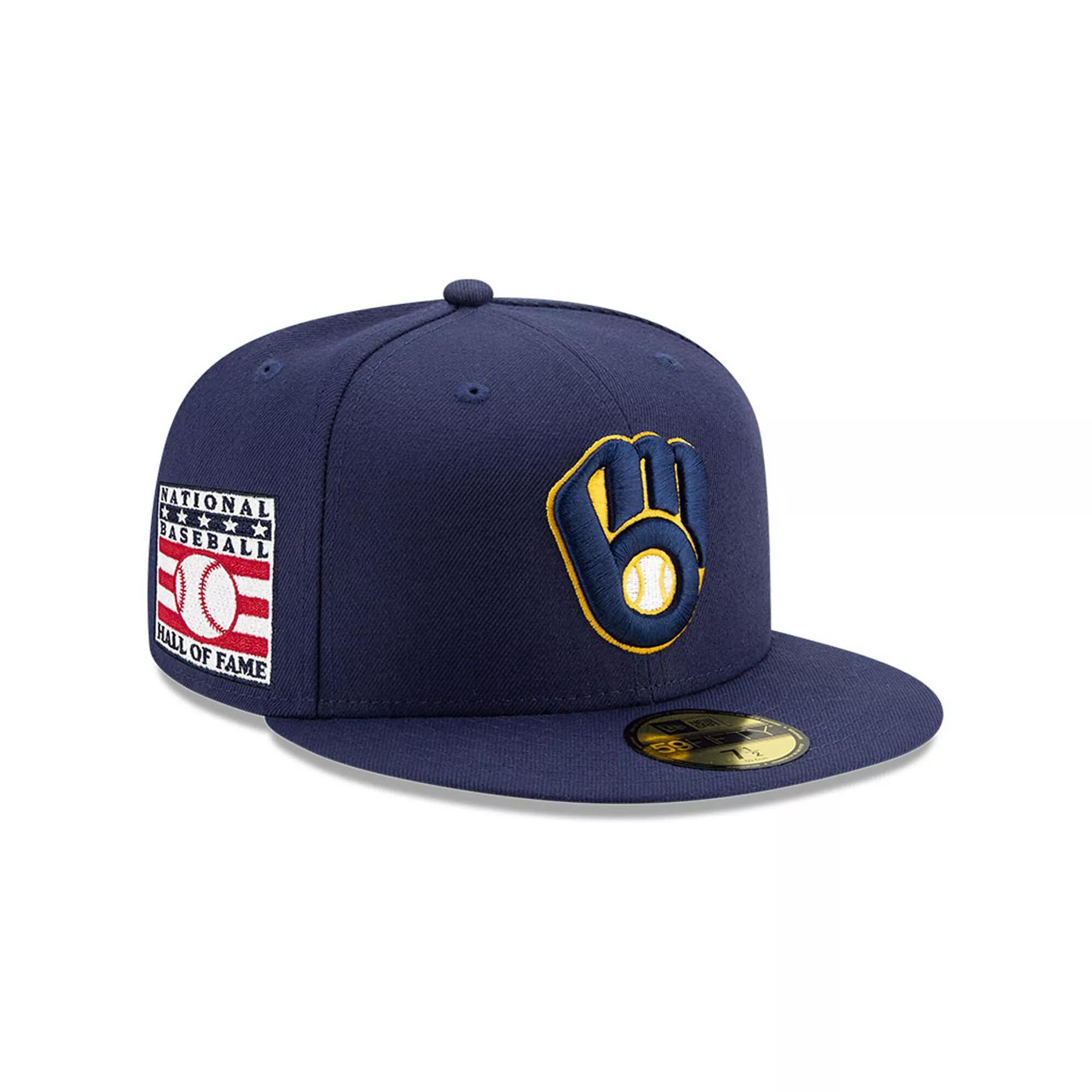Men's New Era Navy Milwaukee Brewers National Baseball Hall of Fame 59FIFTY Fitted Hat, Size: 8, Blue Product Image
