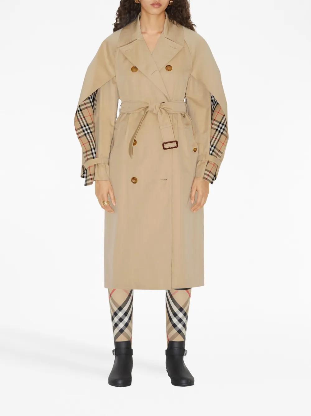 Check-pattern cotton trench coat Product Image