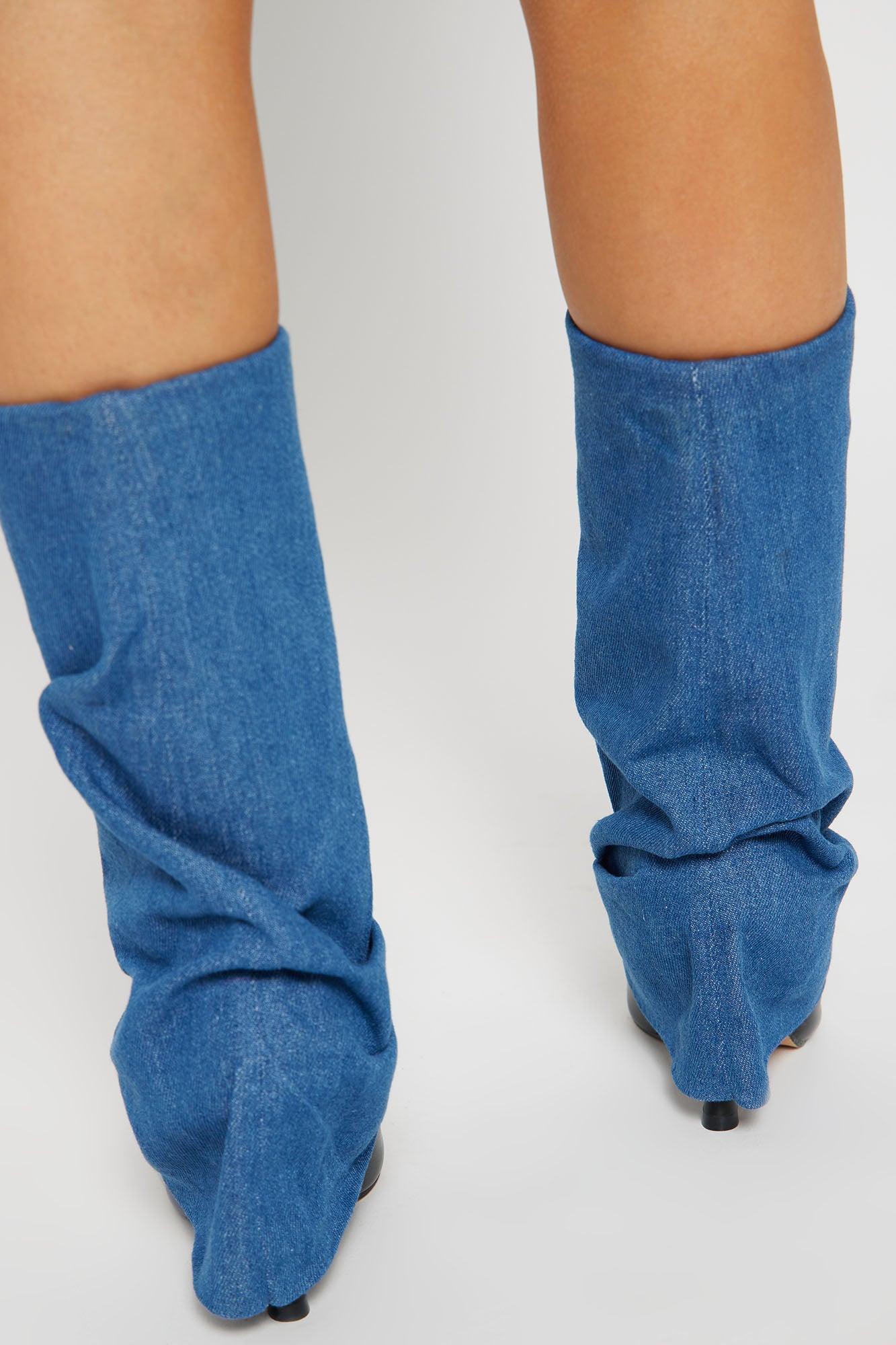 Kordyn Knee High Overlay Boots - Blue Product Image