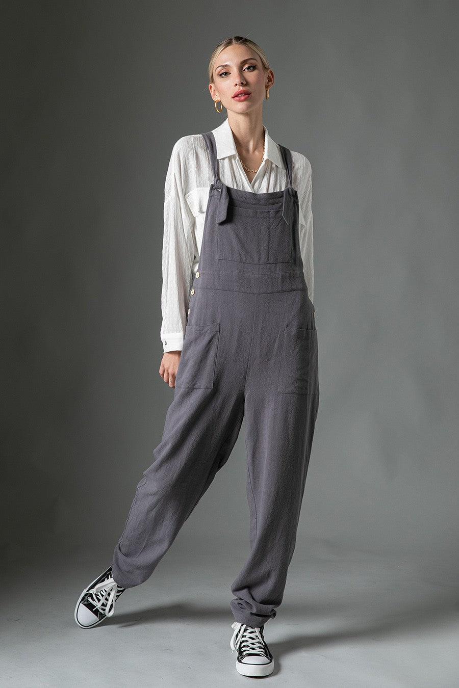 Linen Mix Jumpsuit Overalls Product Image