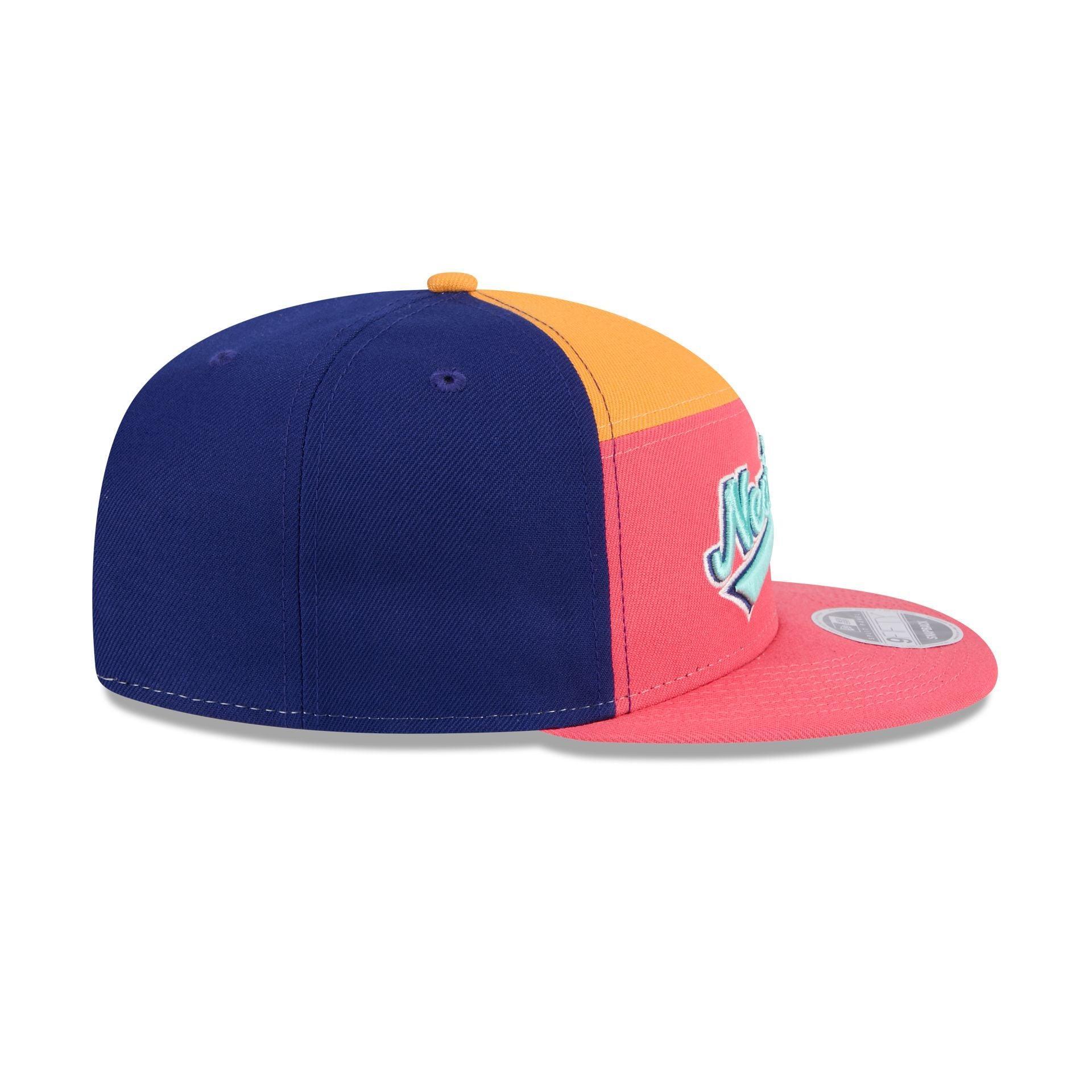 New York Mets Coral 9FIFTY Split Panel Snapback Hat Male Product Image