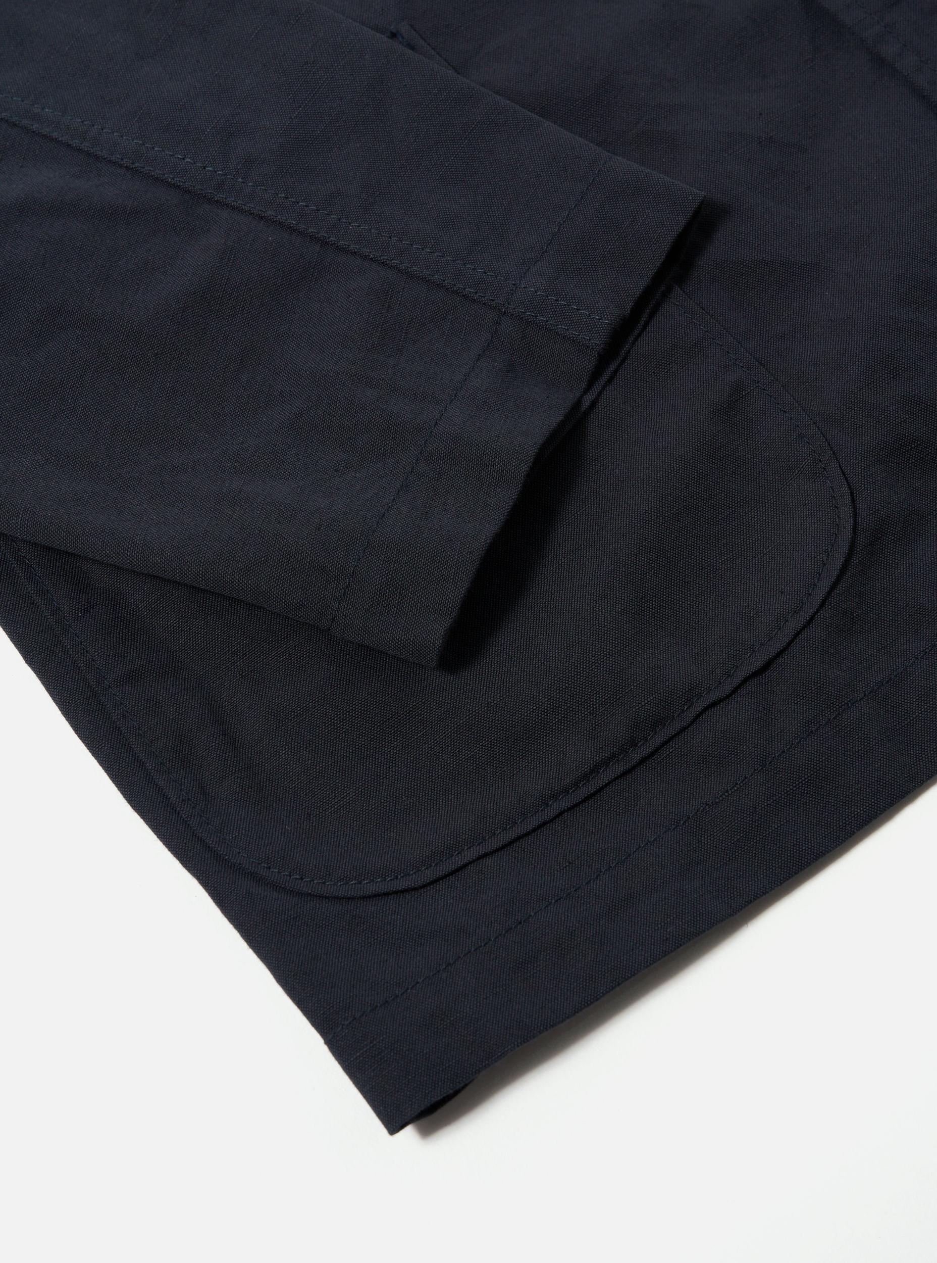 Universal Works Three Button Jacket in Navy Linen Slub Weave Product Image