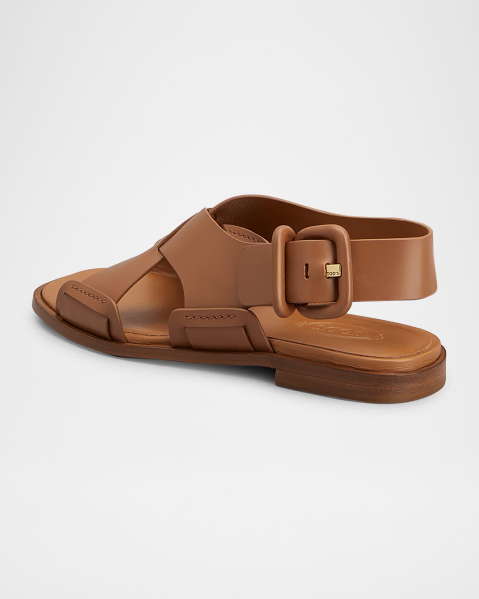 Leather Criscross Flat Sandals Product Image