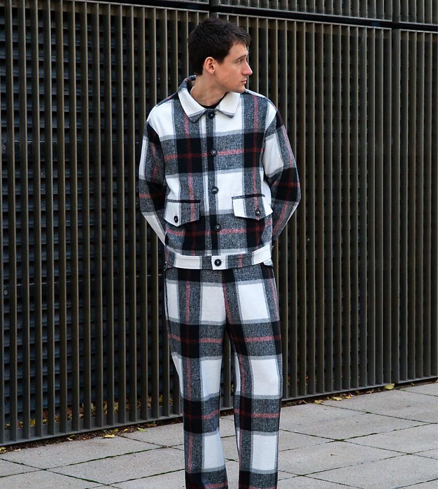 Labelrail x Isaac Hudson brushed check wide leg turn-up pants Product Image