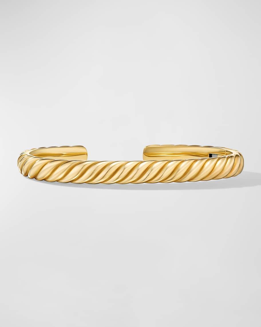 Mens Sculpted Cable Cuff Bracelet in 18K Gold, 7mm Product Image