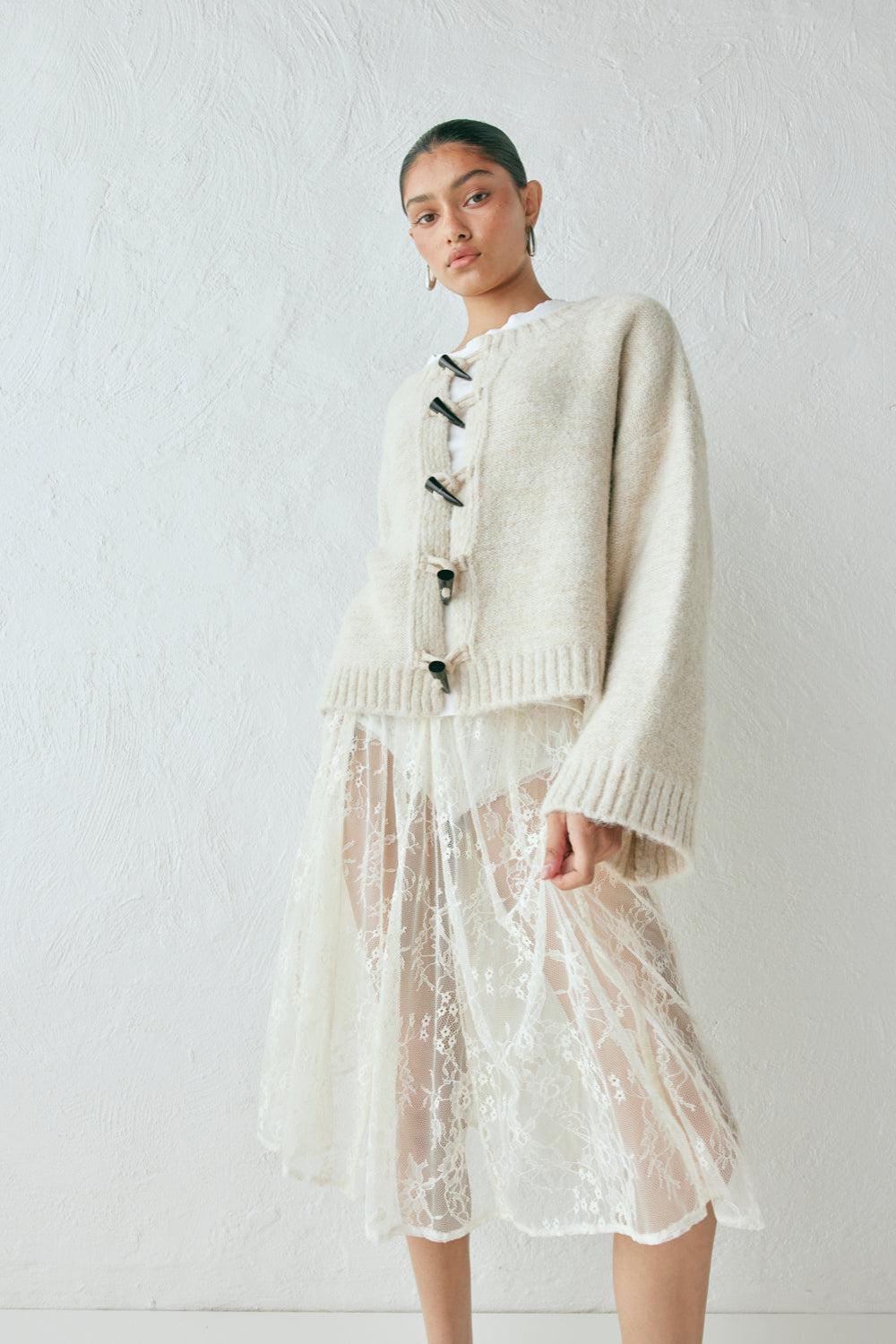 Leni Knit Cardigan Oat Marle Product Image