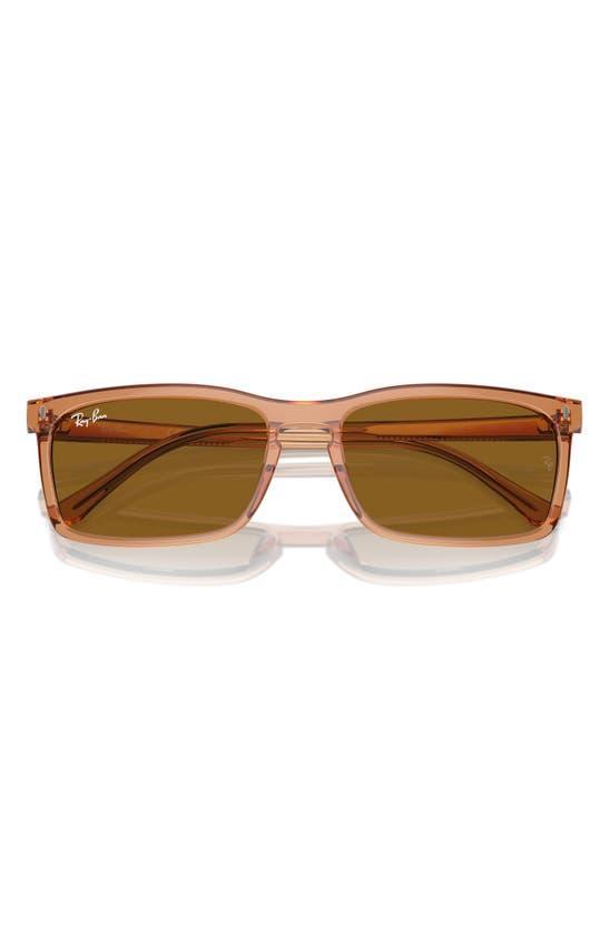 RAY BAN 59mm Rectangular Sunglasses In Transparent Brown Product Image