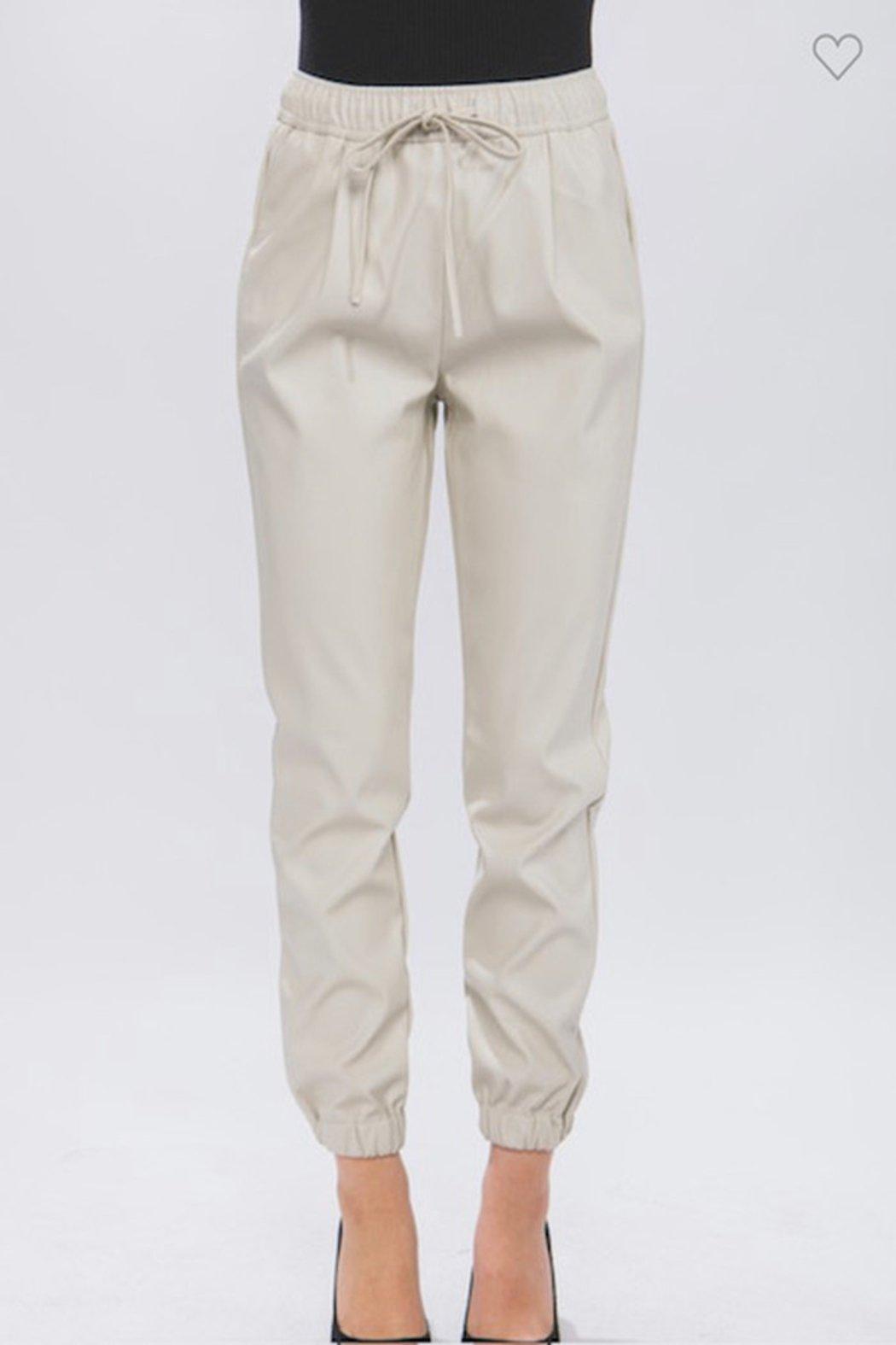 Faux Leather Joggers Product Image