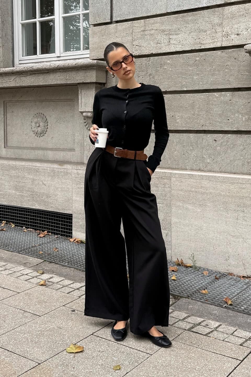 Pleated Wide Leg Relaxed Pants Product Image