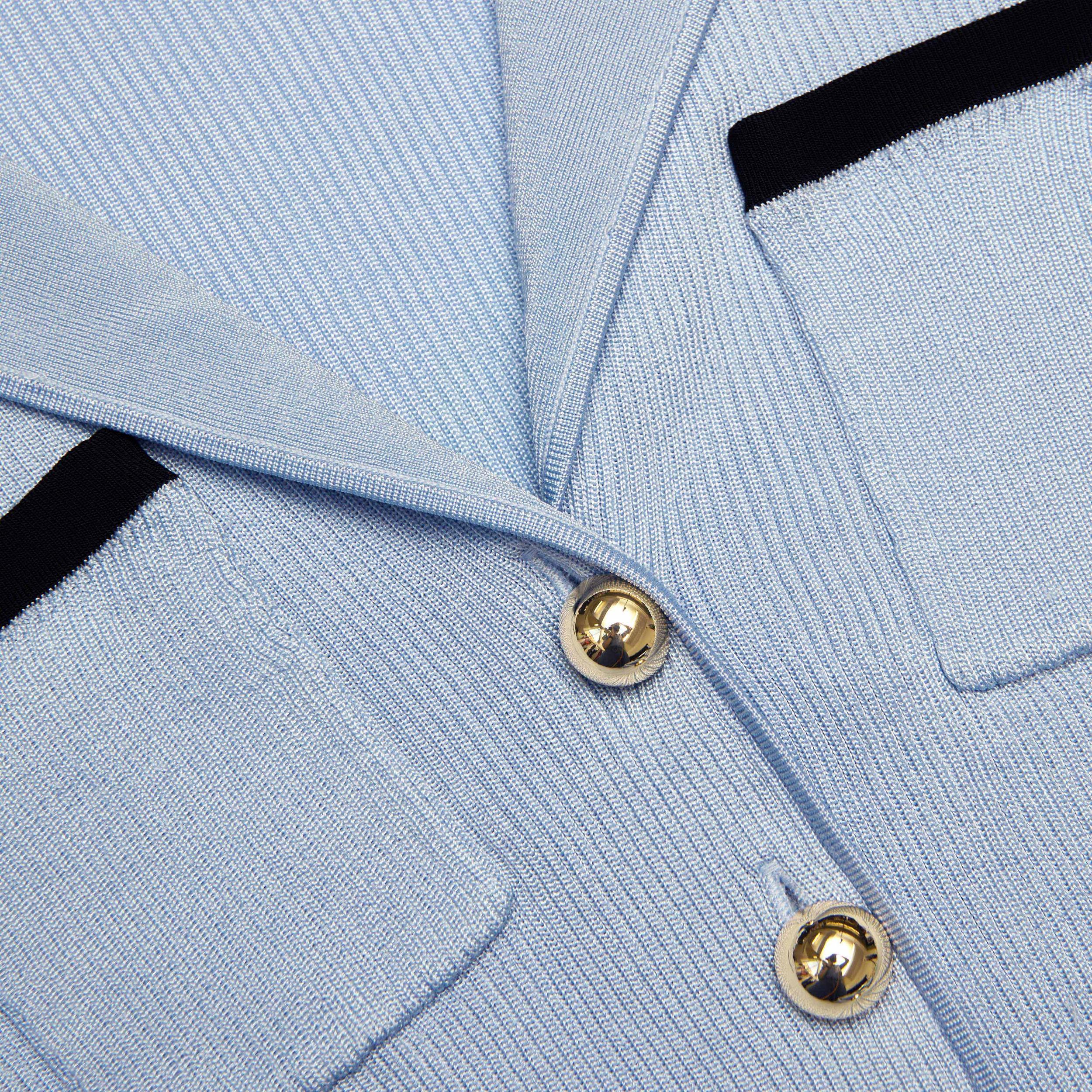 Blue Ribbed Viscose Knit Longline Top Product Image