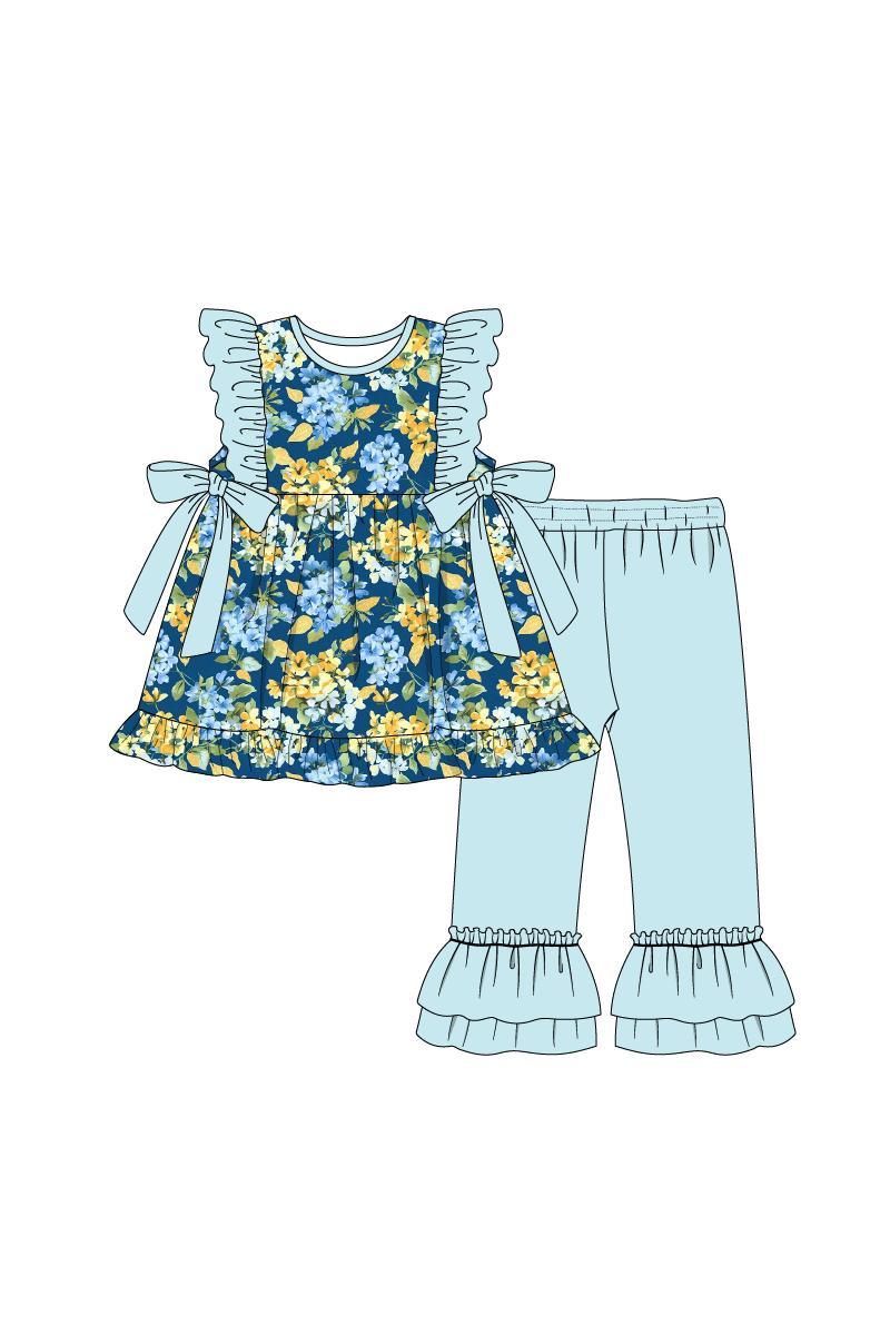 Golden meadow print ruffle girl set Girls Product Image