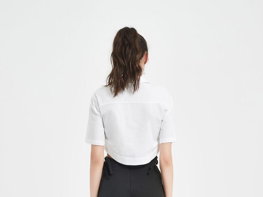 Cut-Out Belted Detail Wide-Leg Cropped Pants Product Image