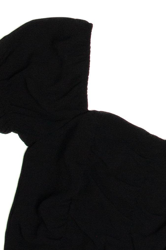 Ruched Front Black Chiffon Crop Product Image