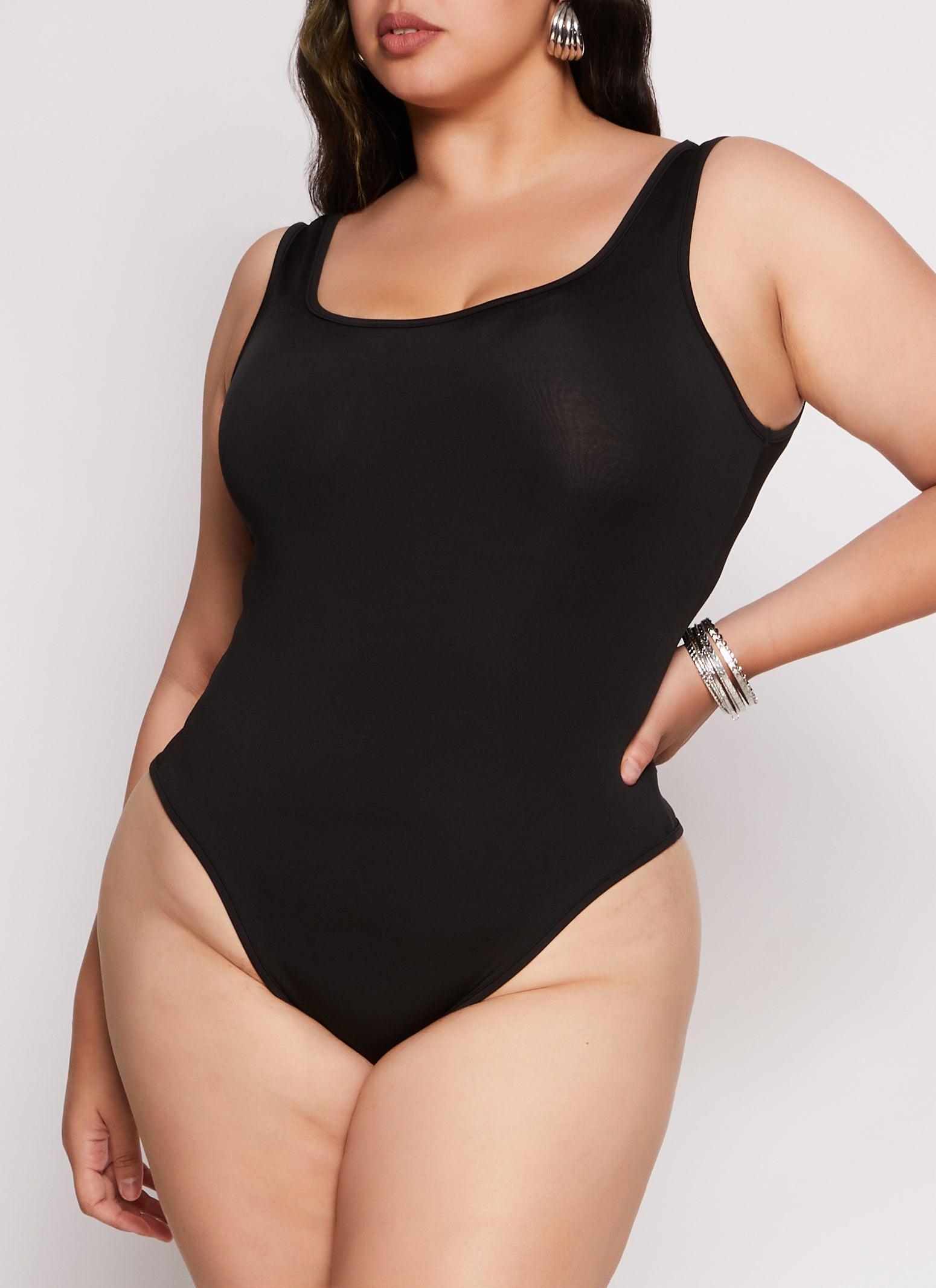 Womens Plus Size Daisy Scoop Neck Tank Bodysuit Product Image