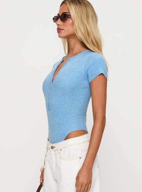 Kerra Short Sleeve Bodysuit Blue Product Image