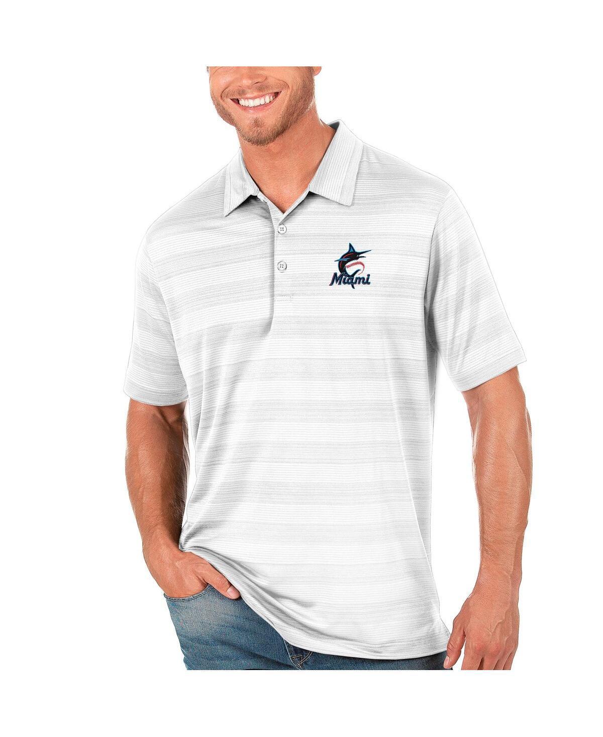 Antigua Mens White Miami Marlins Compass Polo Product Image