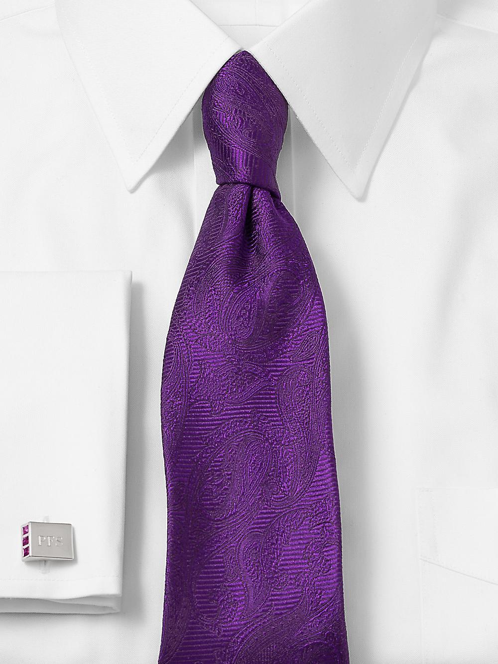 Paisley Woven Silk Tie - Purple Product Image