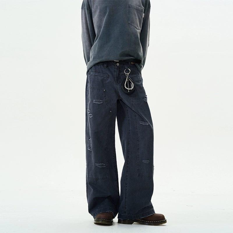RT No. 12003 DISTRESSED WORKWEAR RELAX STRAIGHT PANTS Product Image