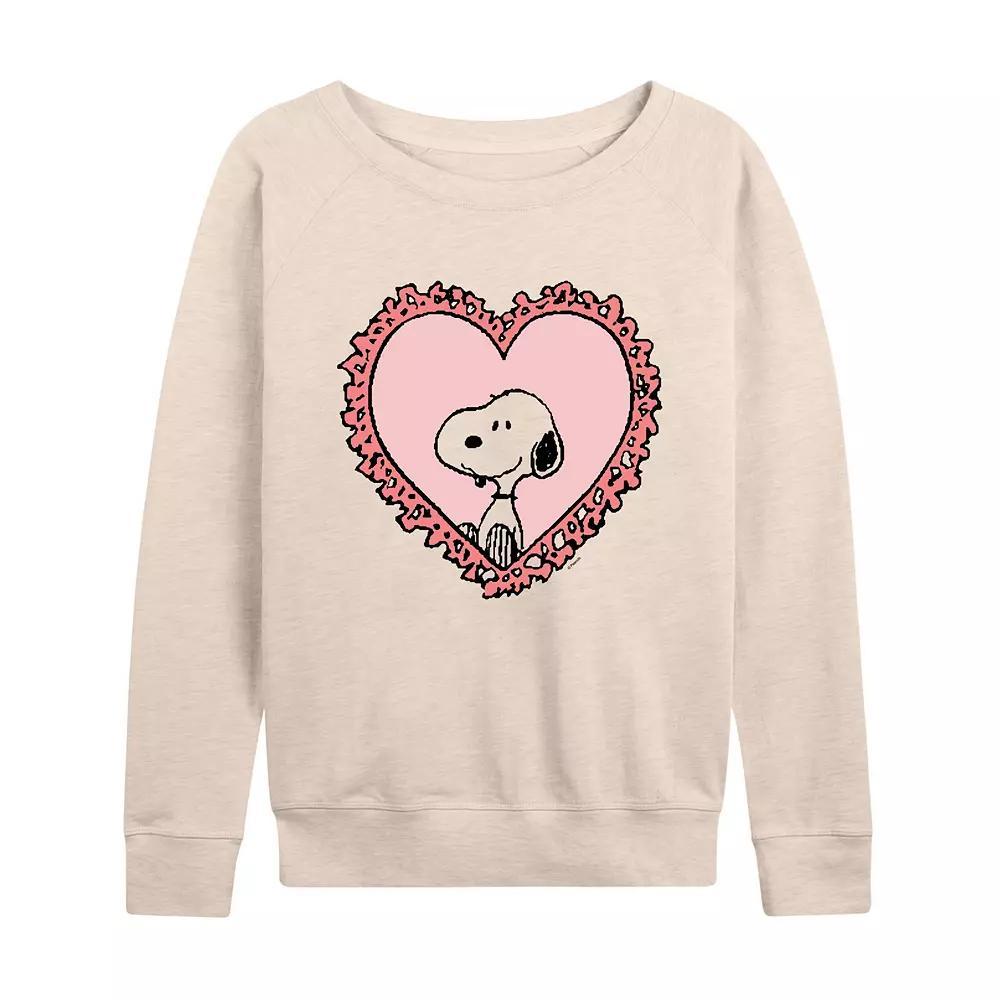 Women's Peanuts Snoopy Heart Frame French Terry Long Sleeve Tee,  Product Image