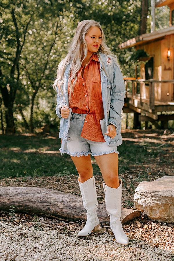 Stripes And Smiles Shift Top in Rust Curves Product Image