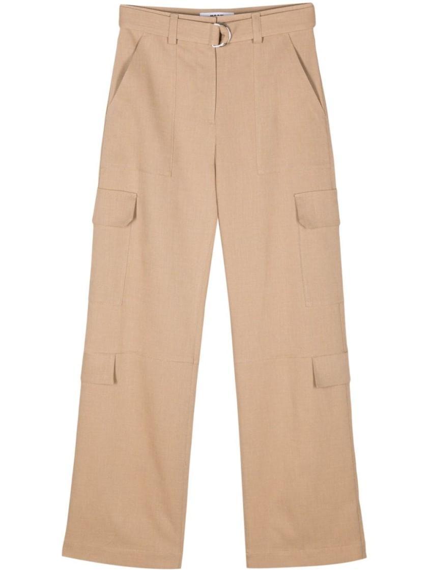 MSGM Tapered Cargo Trousers In Beige Product Image