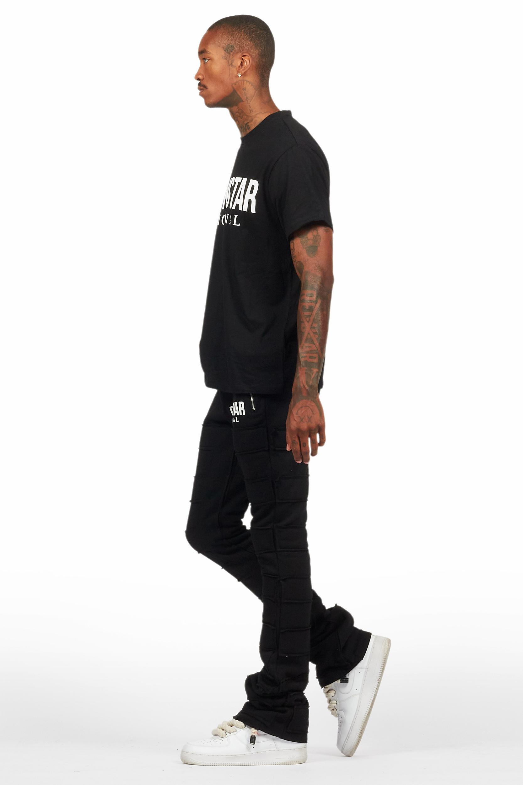 Emilio Black T-Shirt/Stacked Flare Track Set Male Product Image