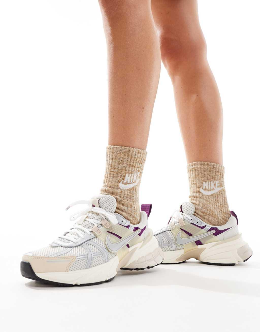 Nike V2K Run sneakers in beige and silver  Product Image