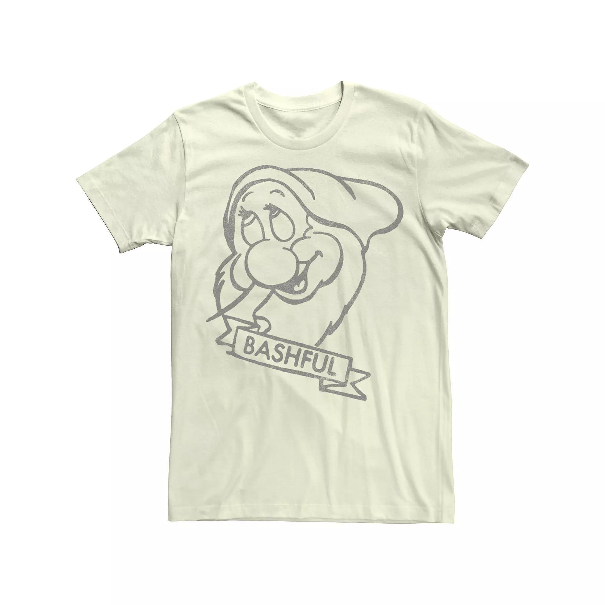 Disney's Snow White Bashful Line Art Big Face Men's Tee,  Product Image