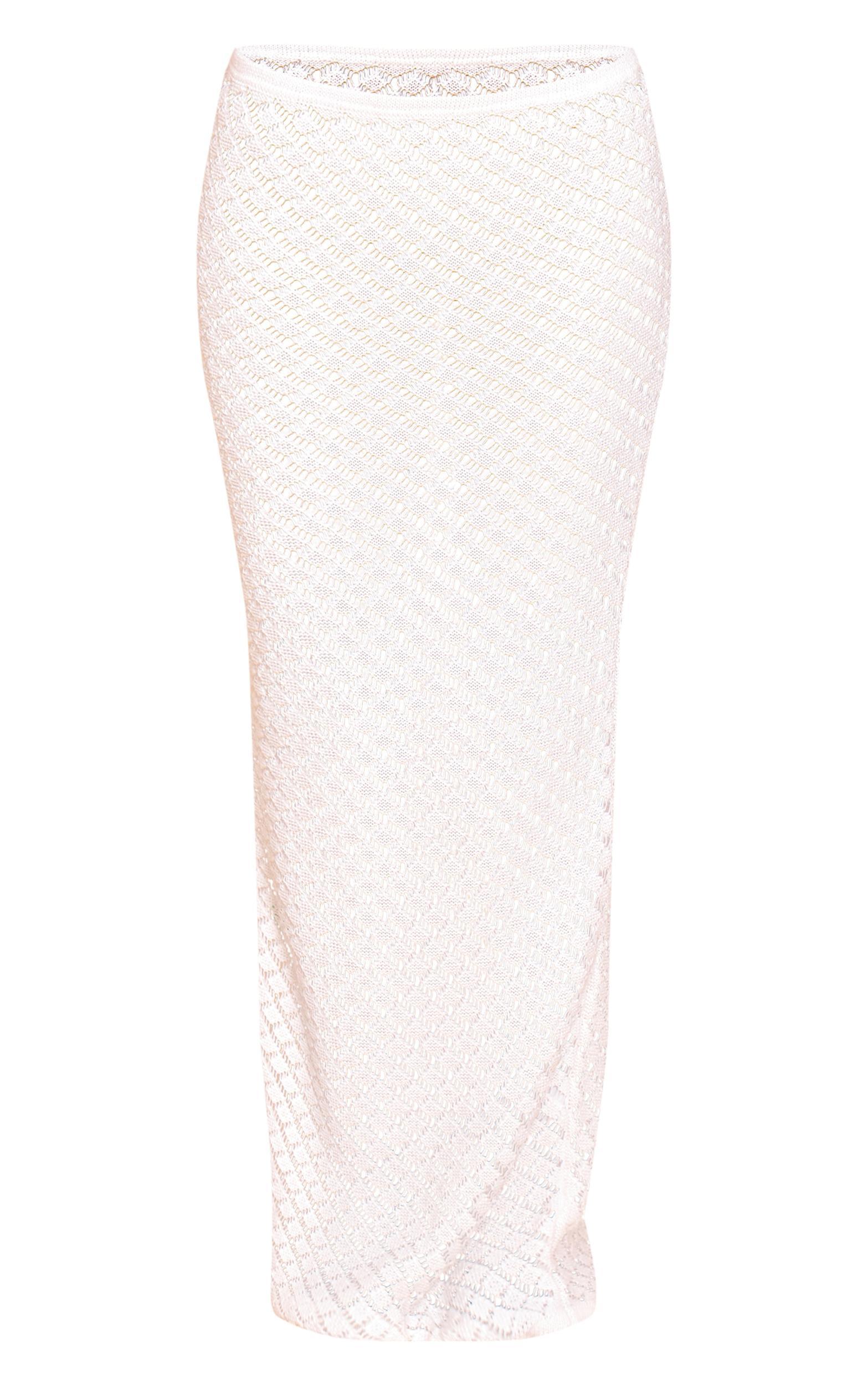 Petite White Knitted Low Rise Maxi Skirt Product Image