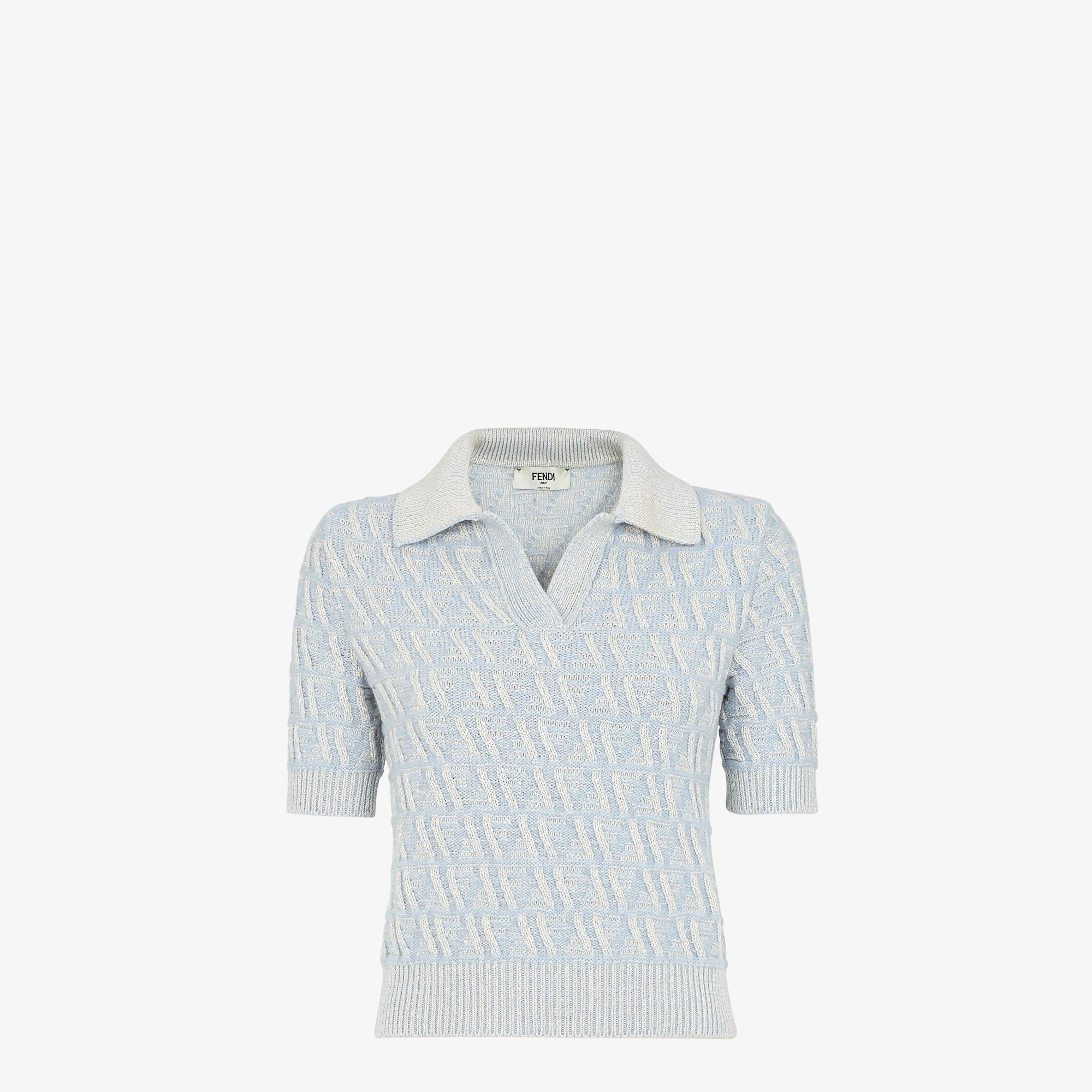 SweaterLight blue FF wool and cashmere polo shirt Product Image