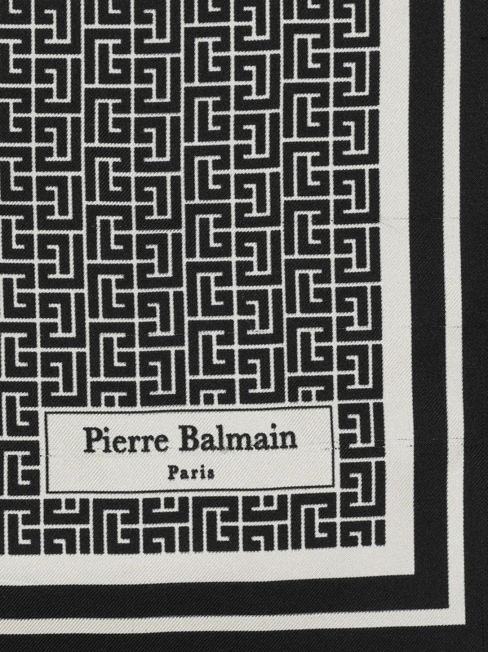 BALMAIN Silk Monogram Scarf In Ivoire Product Image