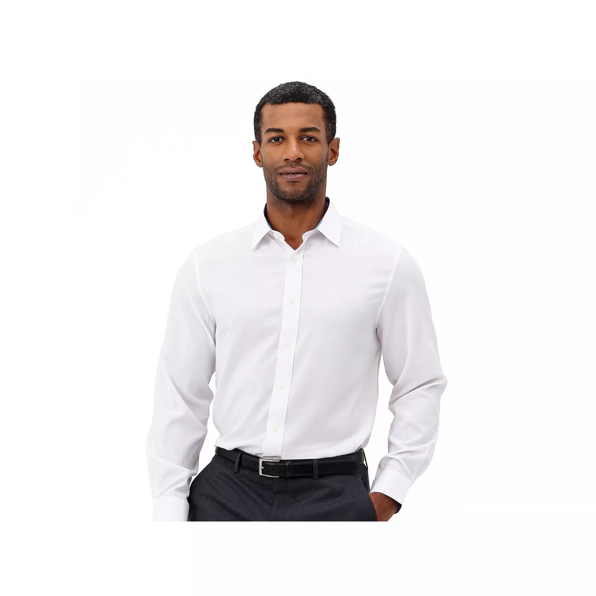 Men's Nick Graham Traveler Collection Performance Modern-Fit Stretch Dress Shirt, Size: Medium-32/33, Black Solid Product Image