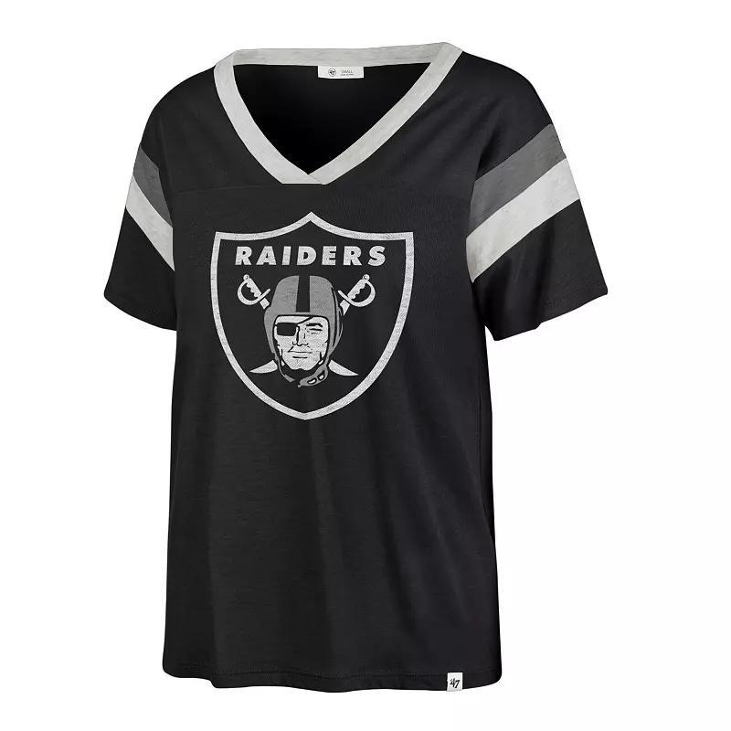 Women's '47 Black Las Vegas Raiders Phoenix V-Neck T-Shirt,  Product Image