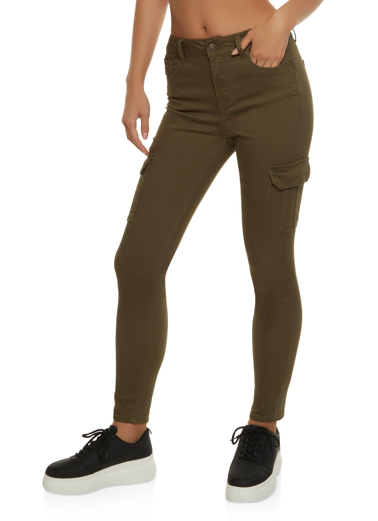 Womens Twill Skinny Cargo Pants Product Image