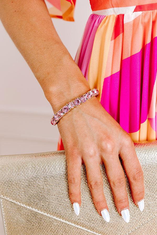 All The Sparkles Stretch Bracelet in Pink Product Image