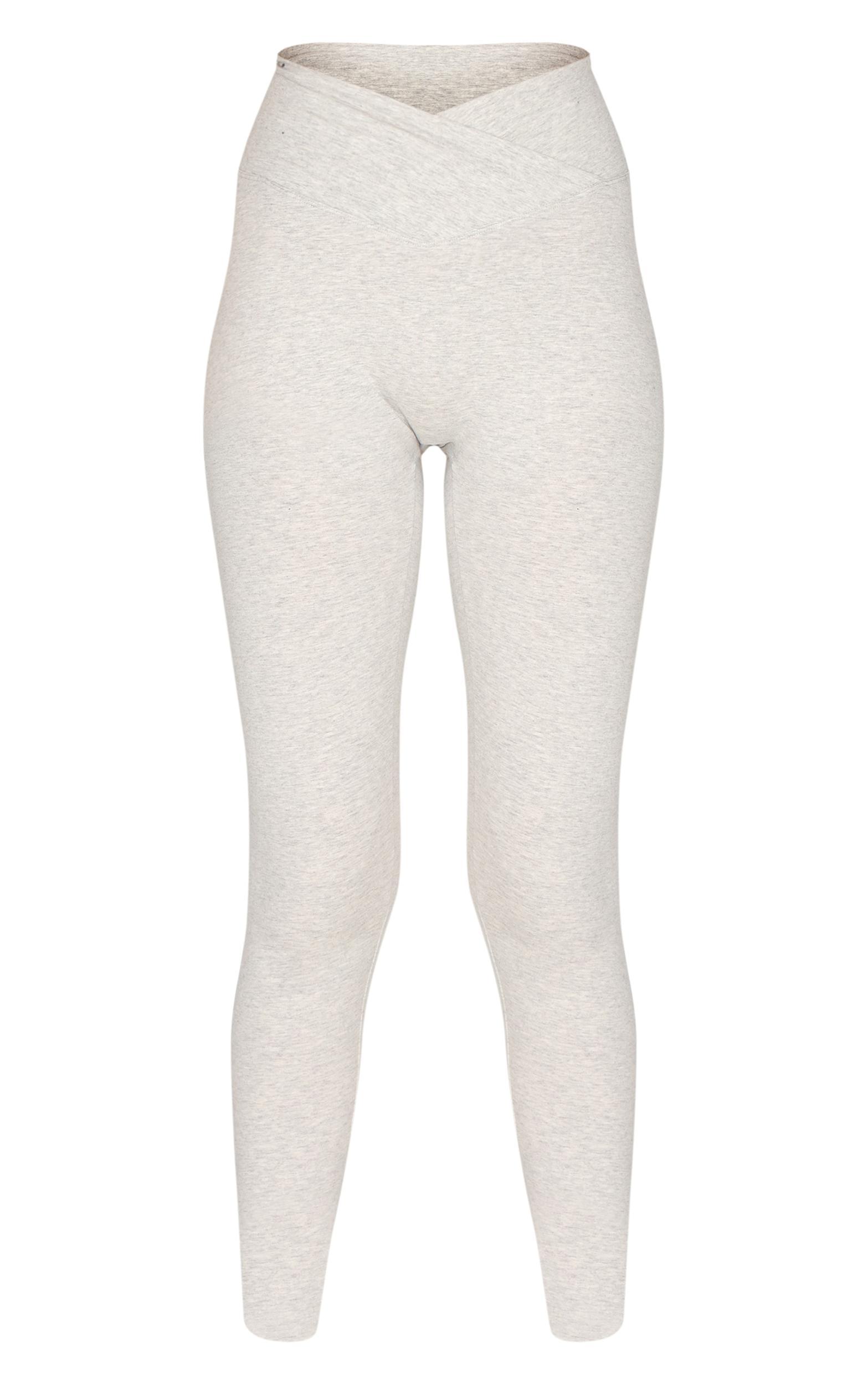 Ash Grey Sculpt Wrap Waist Gym Leggings Product Image