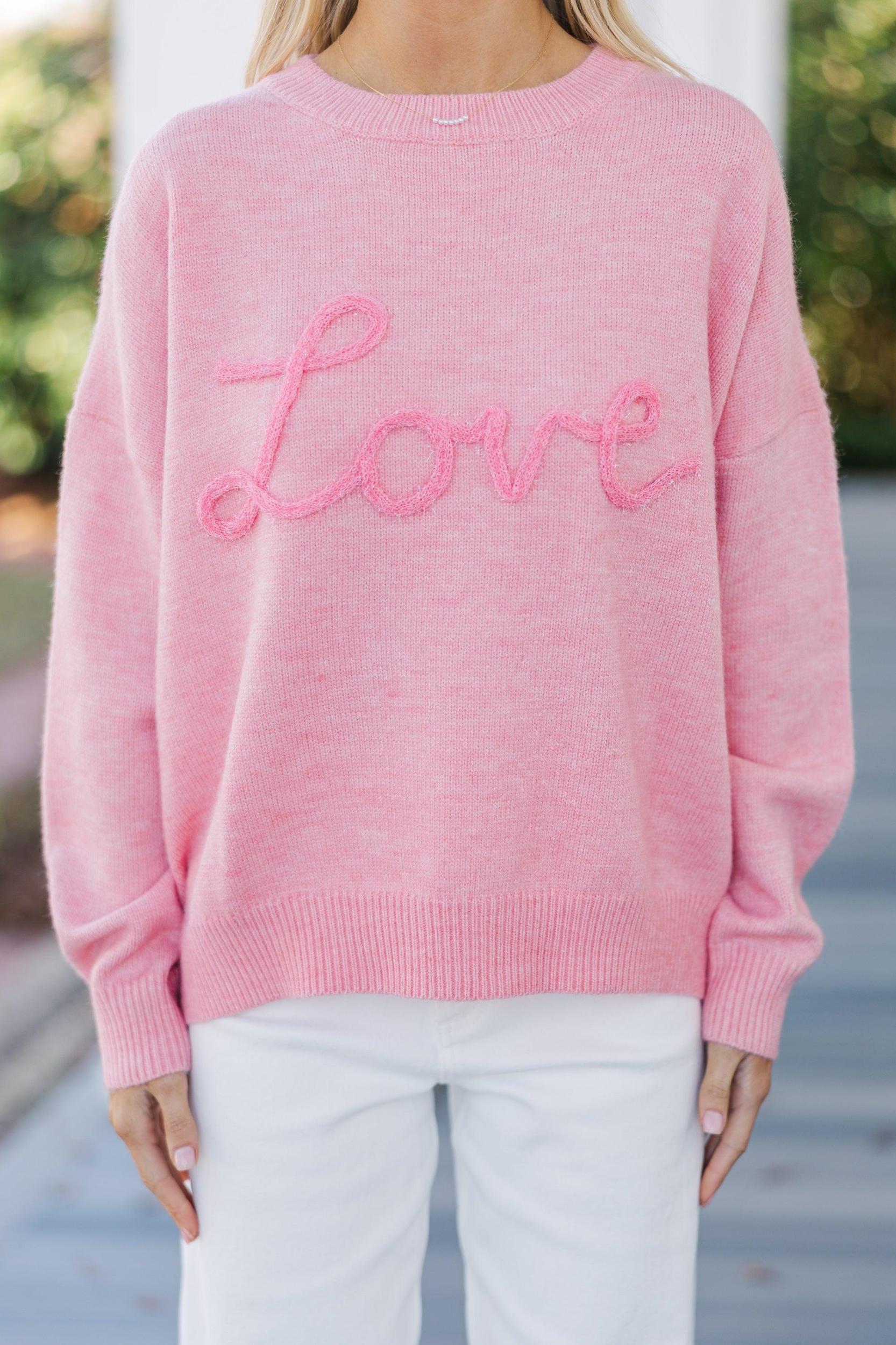With Love Pink Script Sweater Female Product Image