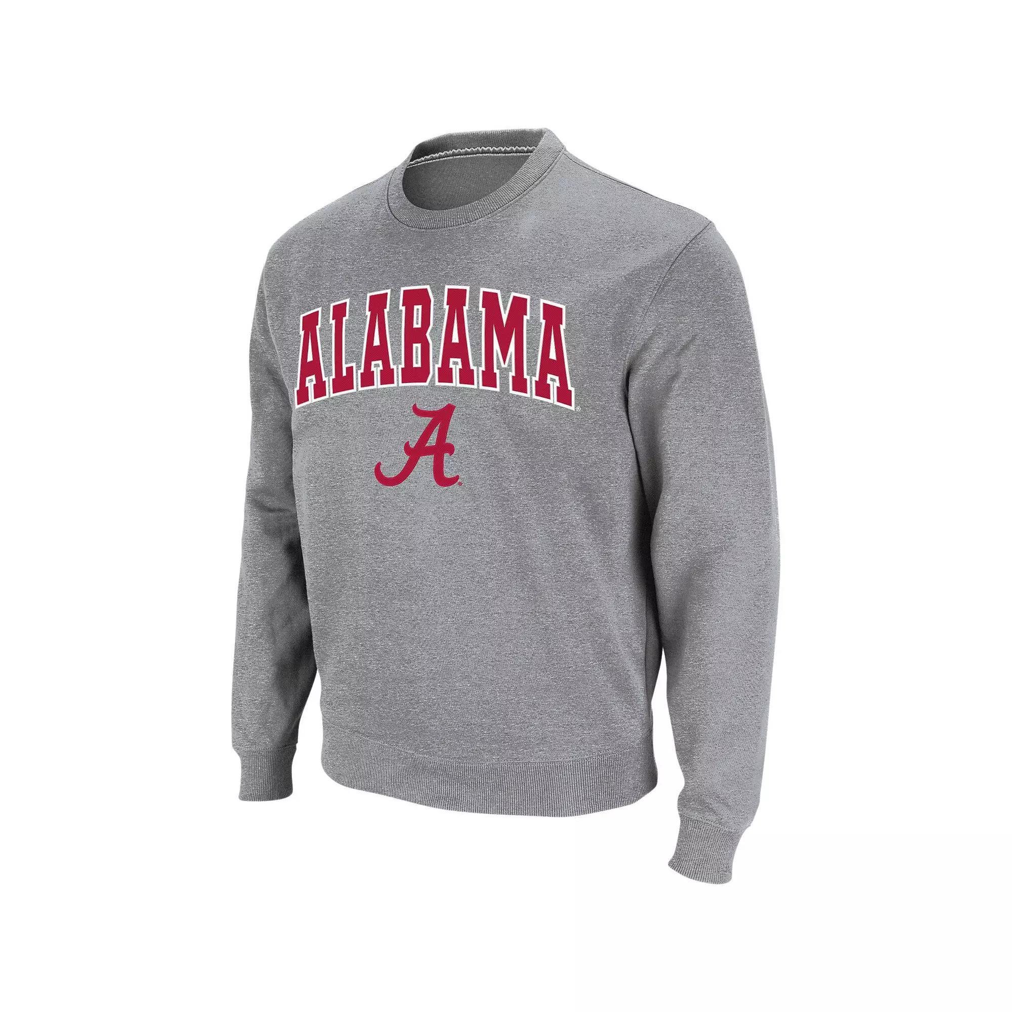 Men's Colosseum Heathered Gray Alabama Crimson Tide Arch & Logo Crew Neck Sweatshirt, Size: Large, Grey Product Image