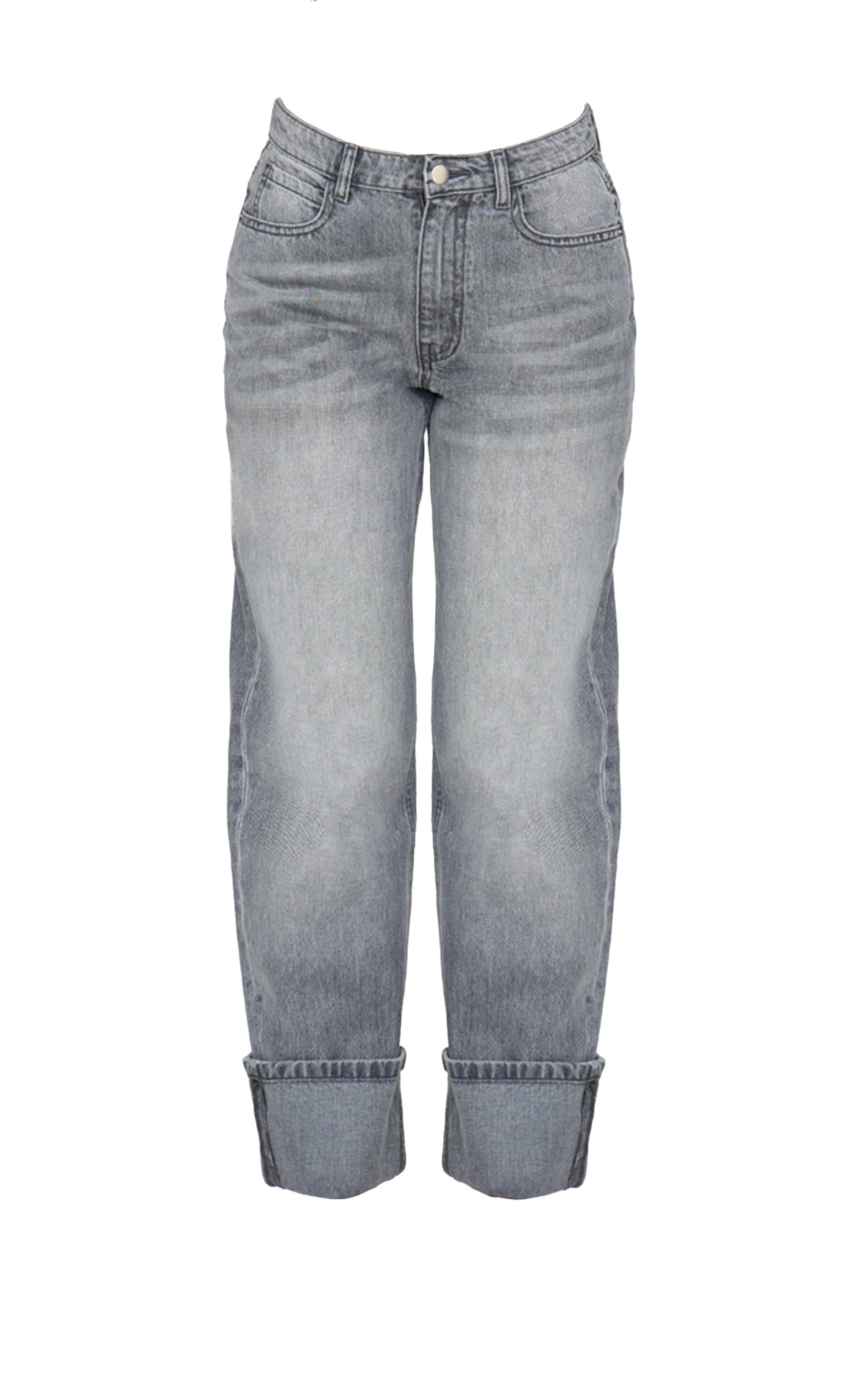 Grey Turn Up Hem Jeans Product Image