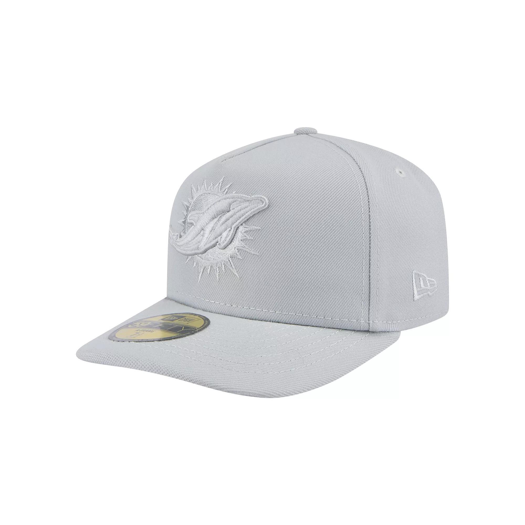 Men's New Era Gray Miami Dolphins Color Pack A-Frame 59FIFTY Fitted Hat,  Product Image