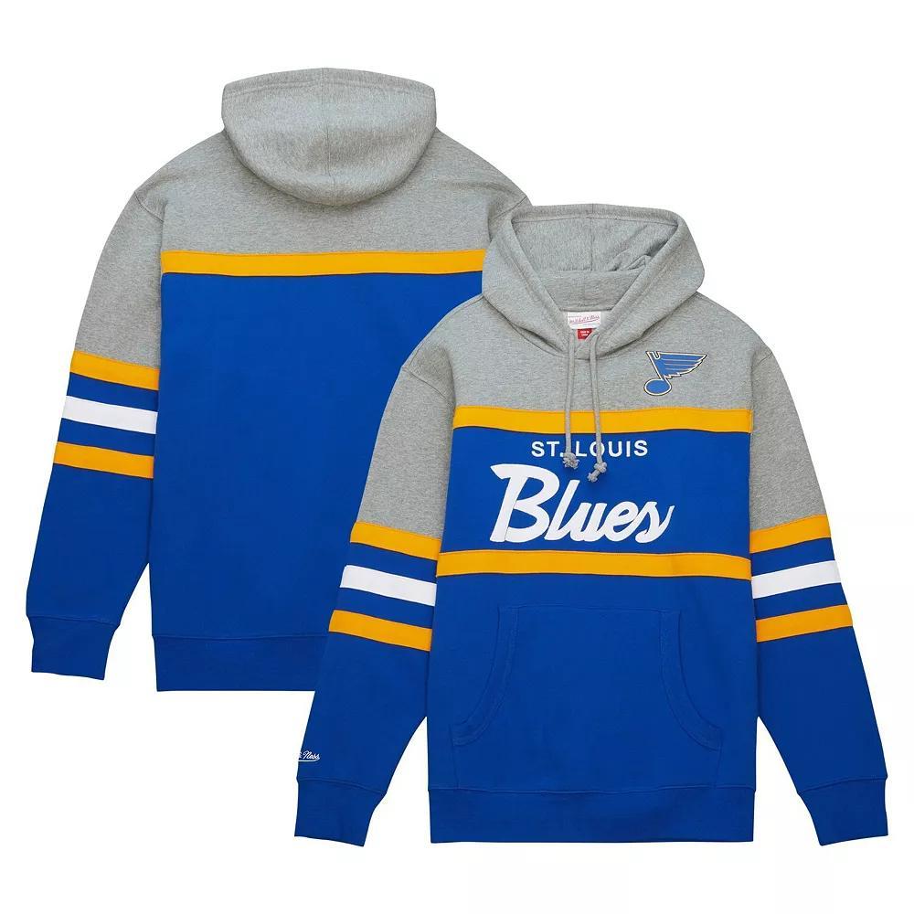 Men's Mitchell & Ness Blue/Gray St. Louis Blues Head Coach Pullover Hoodie, Size: 3XL Product Image