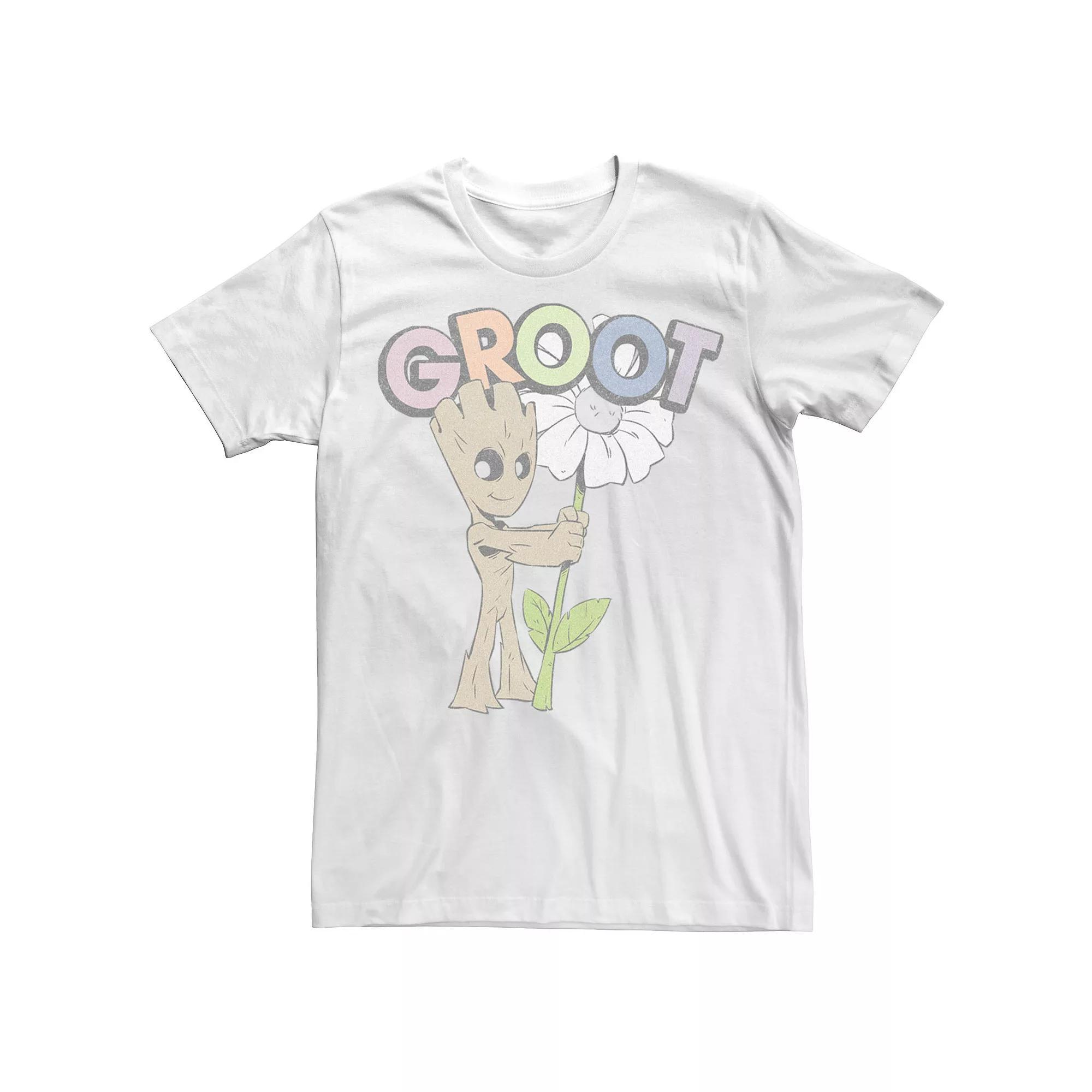 Mens Marvel Cute Groot Hugging Flower Tee Product Image