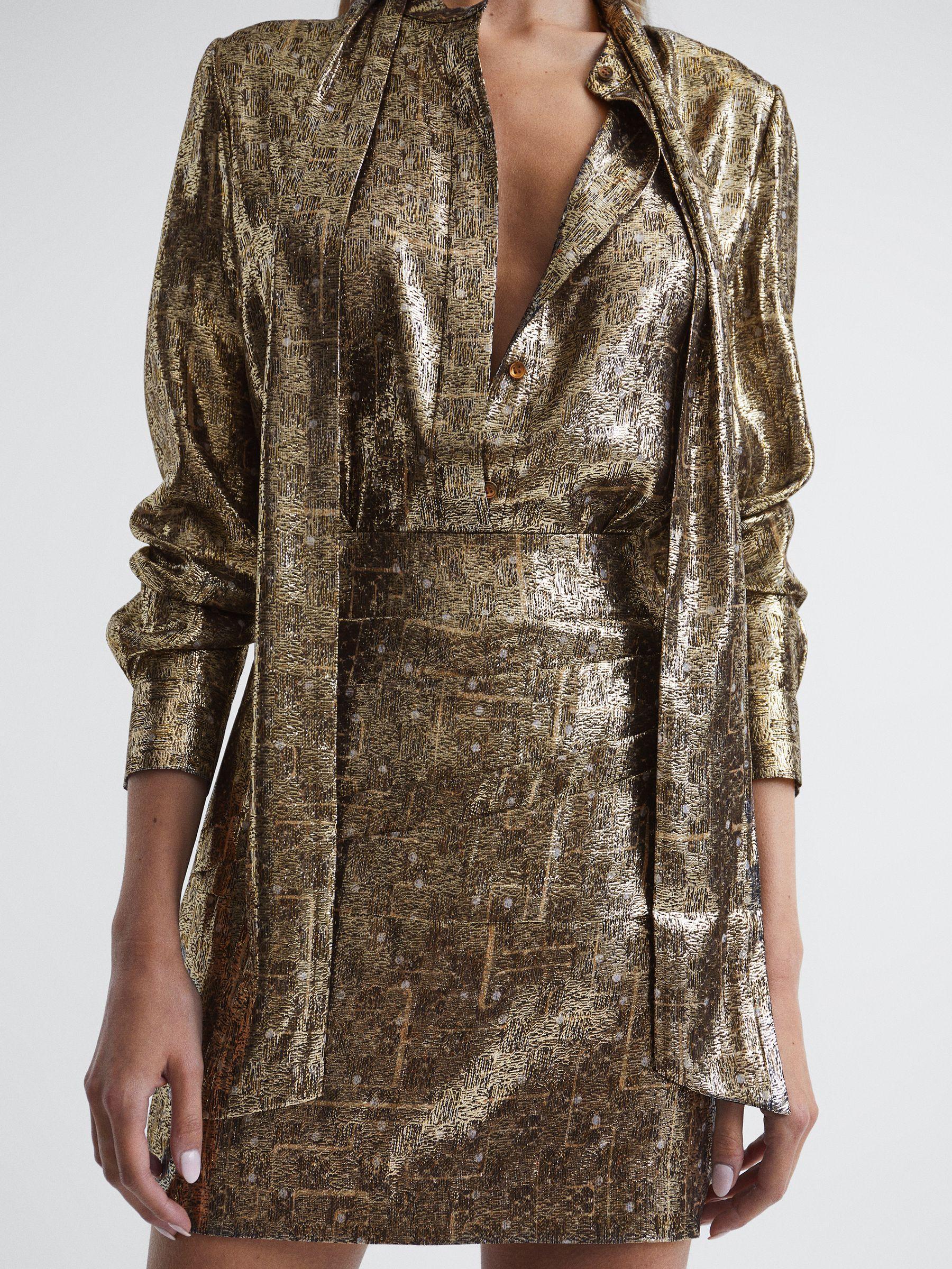 Metallic Mini Skirt in Gold Product Image