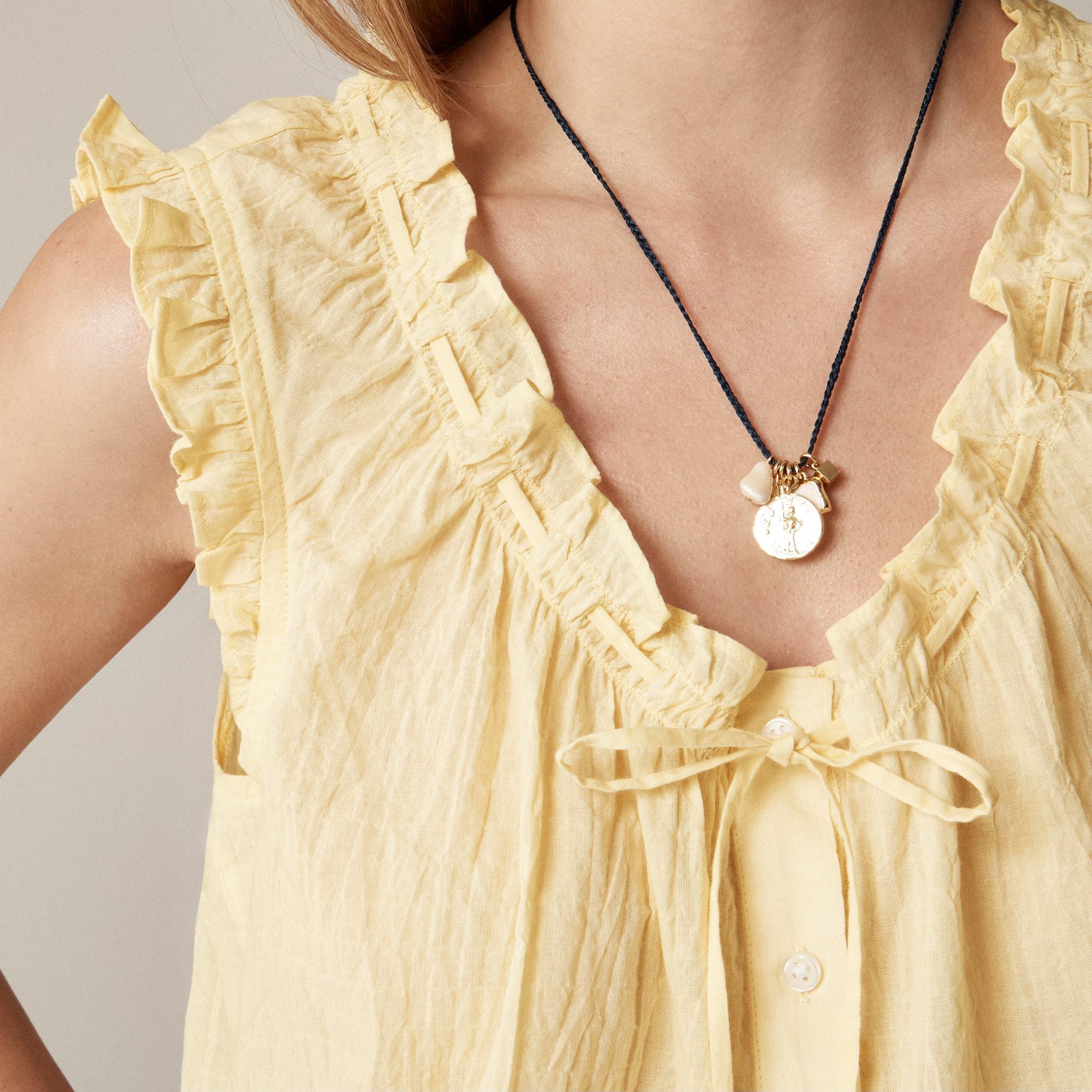 Ruffle-trim button-up top Product Image