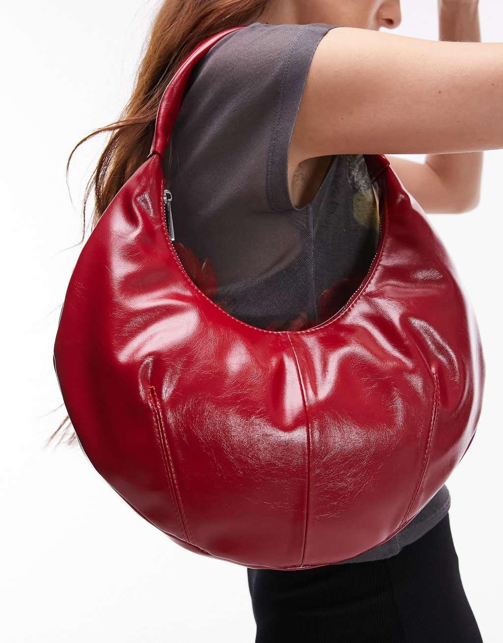 Topshop Samira scoop shoulder bag in red Product Image